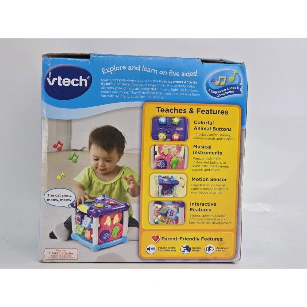 NEW‎ VTech Baby Busy Learners Activity Cube 6-36 Months Purple-Top Musical Toy